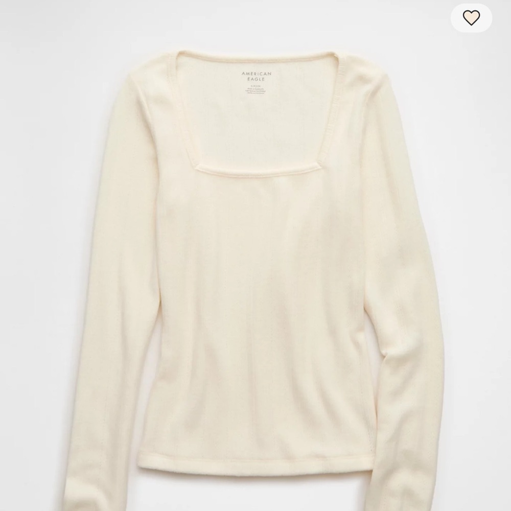 American Eagle Outfitters Light Cream Ribbed Top Warm and Cozy